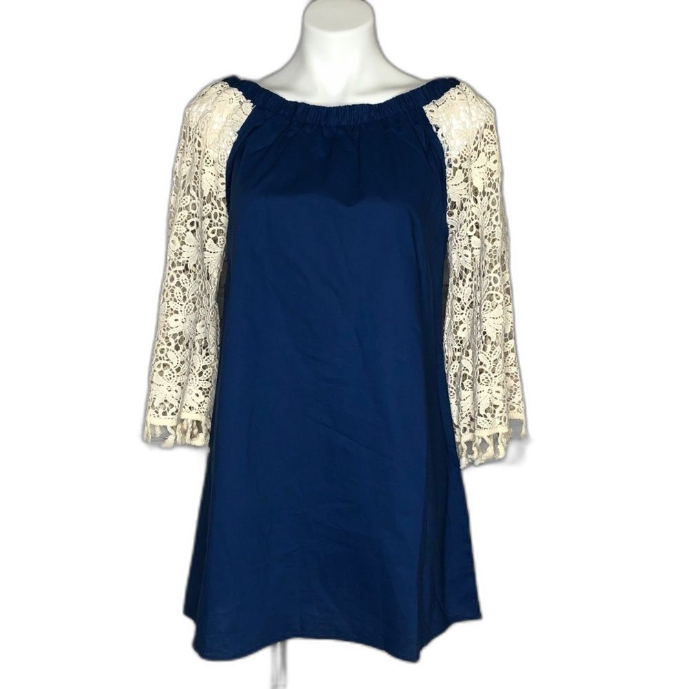 Cover Girl off shoulder lace sleeve dress, small